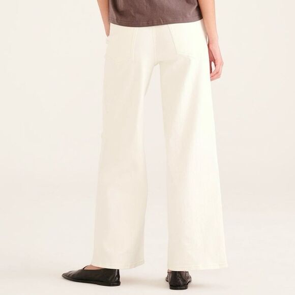 NWT NAADAM Soft Denim Wide Leg Jeans Size 14 Milk White High Rise Stretch Twill - Picture 8 of 16